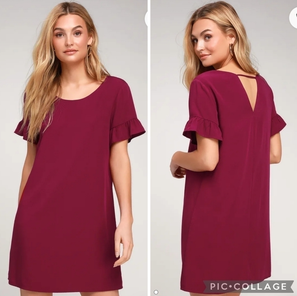 NWT Lulu's Chic of Perfection Shift Dress Flutter Ruffle Sleeves
